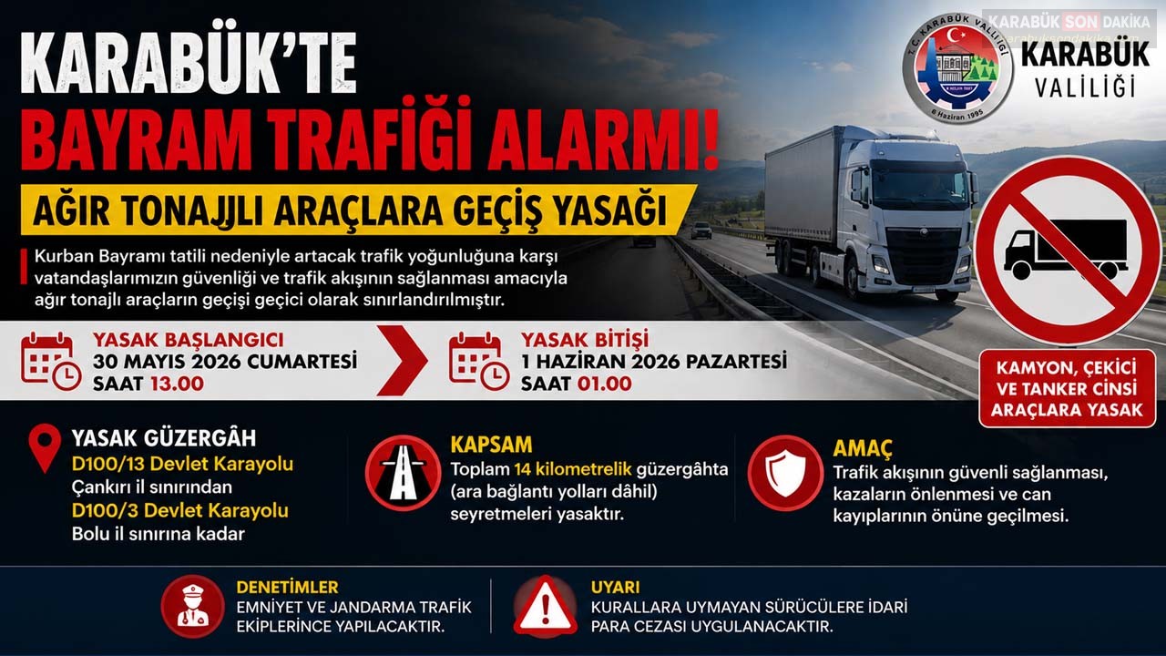 Karabük Valiliği, 2026 Kurban Bayramı öncesi trafik yoğunluğunu azaltmak amacıyla