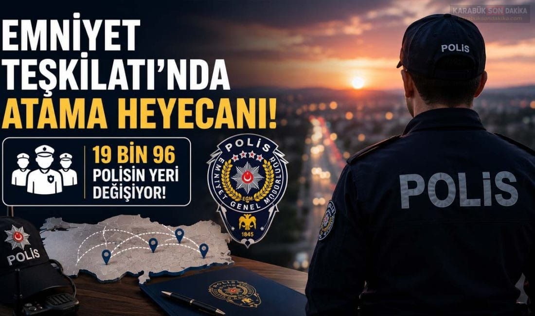 EMNİYET TEŞKİLATI’NDA ATAMA HEYECANI: 19 BİN 96 POLİSİN YERİ DEĞİŞİYOR Emniyet Genel Müdürlüğü, 2026 yılı genel atama sonuçlarını açıklıyor. 19