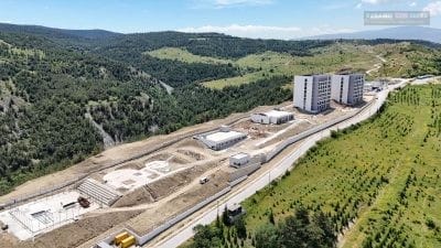 Karabük’te yapımı süren 419 kapasiteli yeni GSB yurt kompleksinde çalışmalar