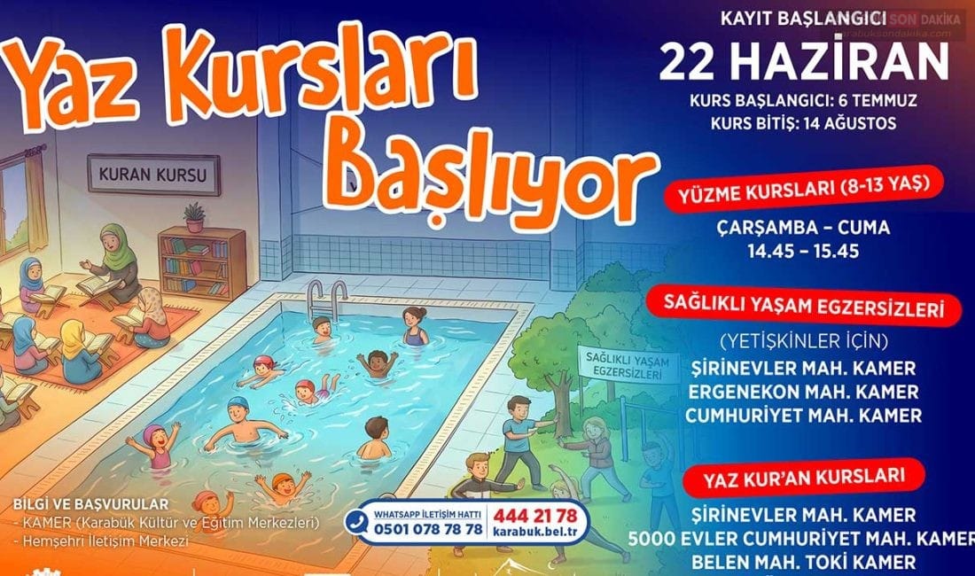 Karabük Belediyesi'nin yaz kursları için kayıt süreci başladı. Yüzme, Kur'an-ı