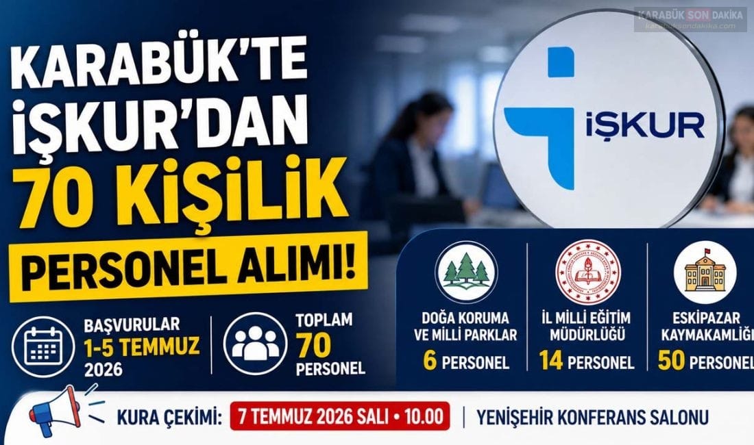 Karabük'te İŞKUR tarafından yürütülen İUP kapsamında 70 personel alımı yapılacak.