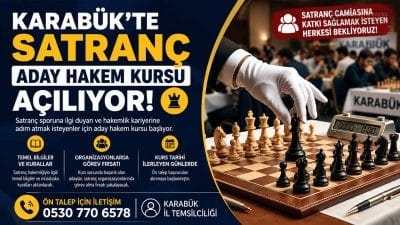 Karabük'te satranç sporuna ilgi duyan ve hakemlik kariyerine adım atmak
