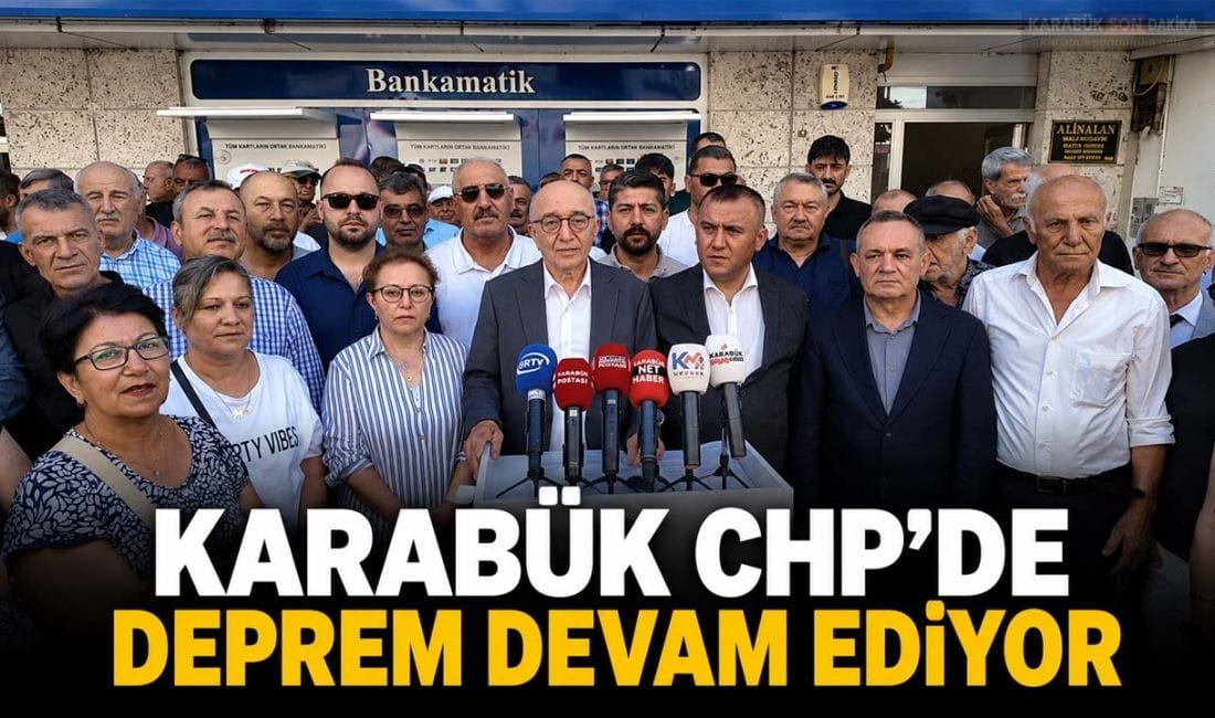 CHP KARABÜK YÖNETİMİ TOPLU İSTİFA ETTİ, YENİ PARTİ’YE KATILDI CHP Karabük İl Başkanı Vedat Yaşar ile Merkez İlçe Başkanı