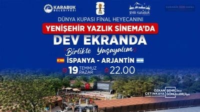 Karabük Belediyesi, Dünya Kupası Finali'ni futbolseverlerle birlikte izlemek için dev