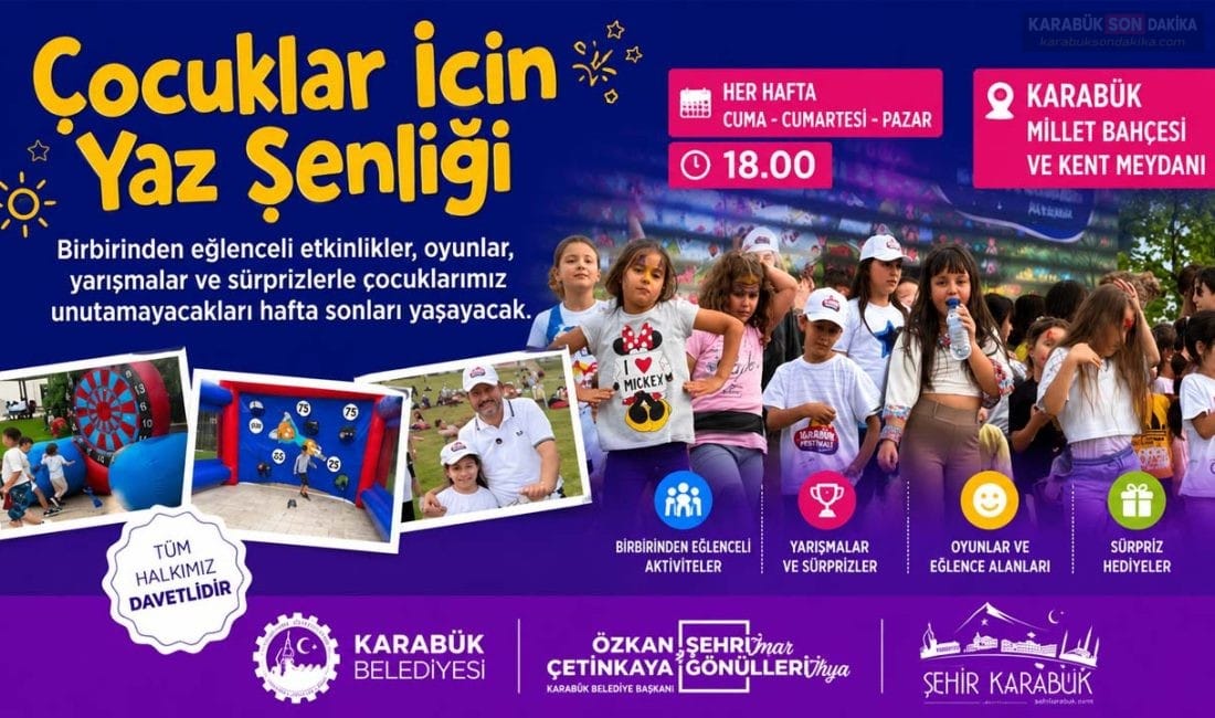 Karabük Belediyesi tarafından düzenlenen Çocuklar İçin Yaz Şenliği, her hafta