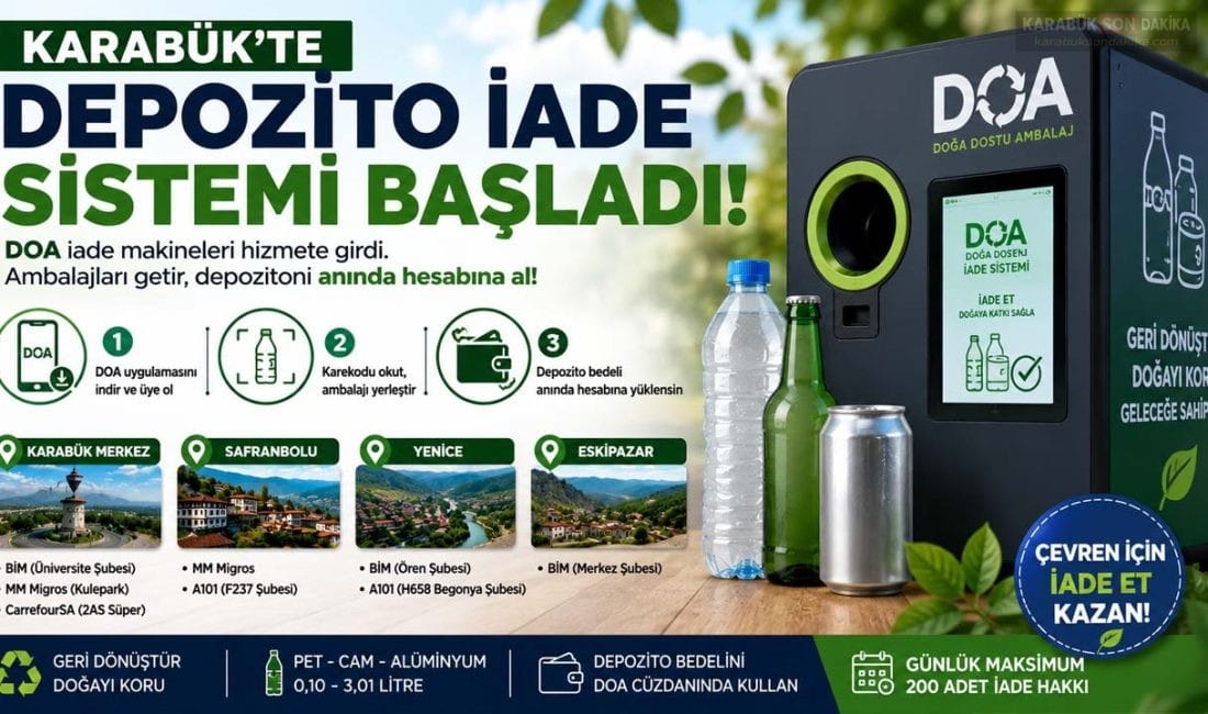 Karabük'te DOA Depozito İade Makineleri hizmete girdi. Vatandaşlar pet, cam
