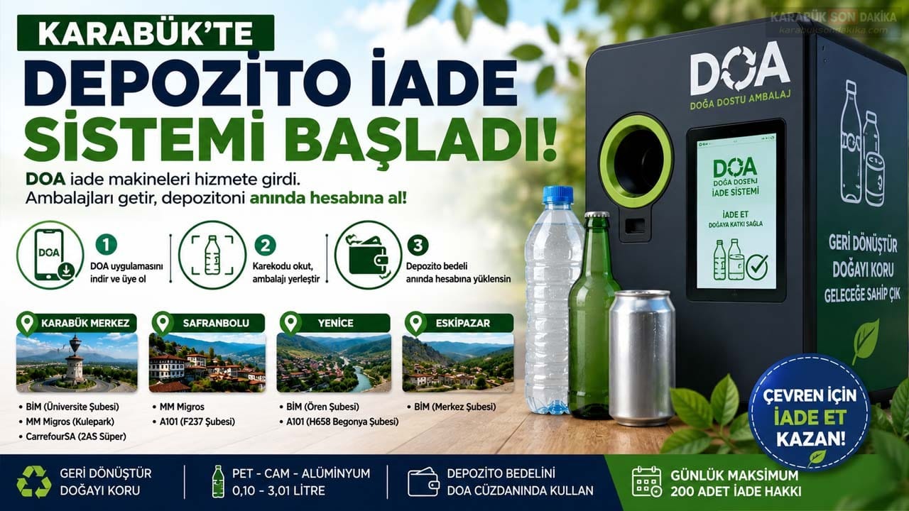Karabük'te DOA Depozito İade Makineleri hizmete girdi. Vatandaşlar pet, cam