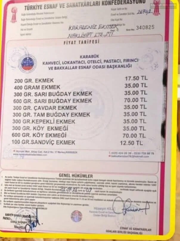 KARABÜK'TE EKMEK 17,5 LİRAYA YÜKSELDİ