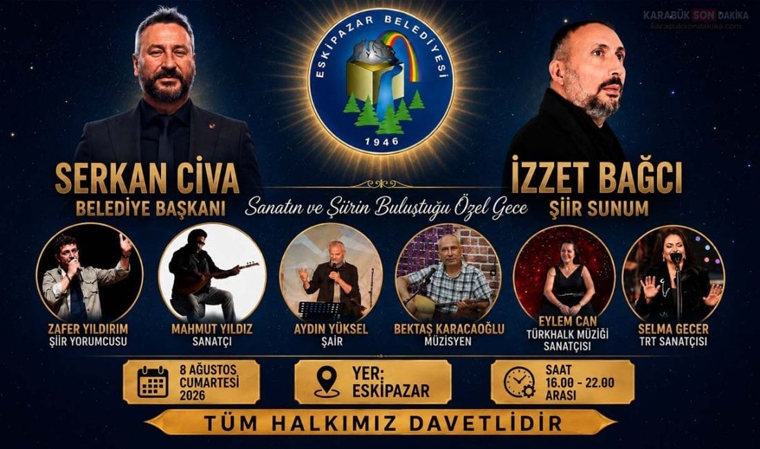 ESKİPAZAR’DA MİLLET BAHÇESİ’NDE BULUŞMA ÇAĞRISI Eskipazar Belediye Başkanı Serkan Civa, cumartesi günü Millet Bahçesi'nde düzenlenecek